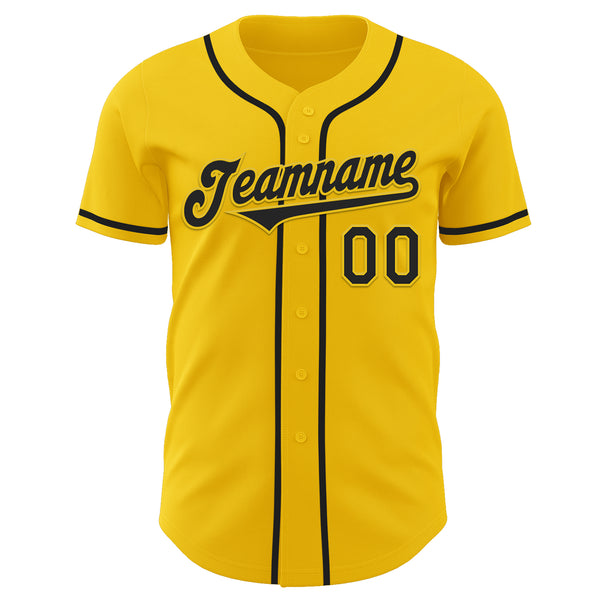 Custom Yellow Black Authentic Baseball Jersey