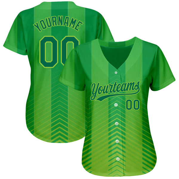 Custom Neon Green Kelly Green 3D Pattern Design Authentic Baseball Jersey