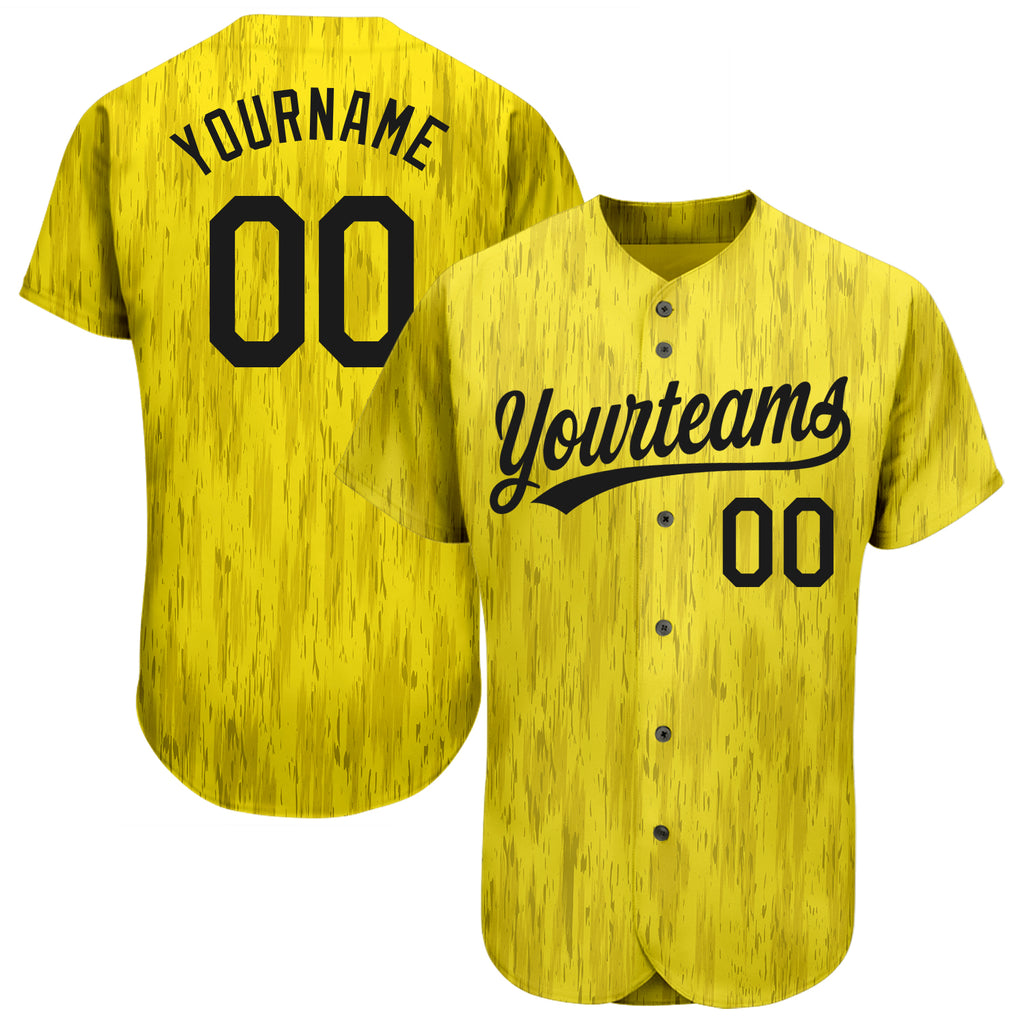 Custom Gold Black 3D Pattern Design Authentic Baseball Jersey