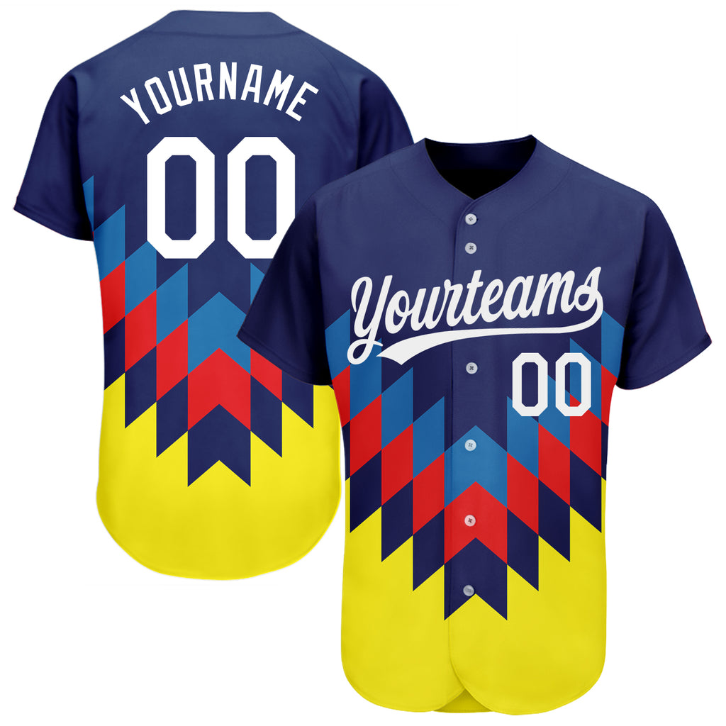 Custom Figure White-Gold 3D Pattern Design Authentic Baseball Jersey