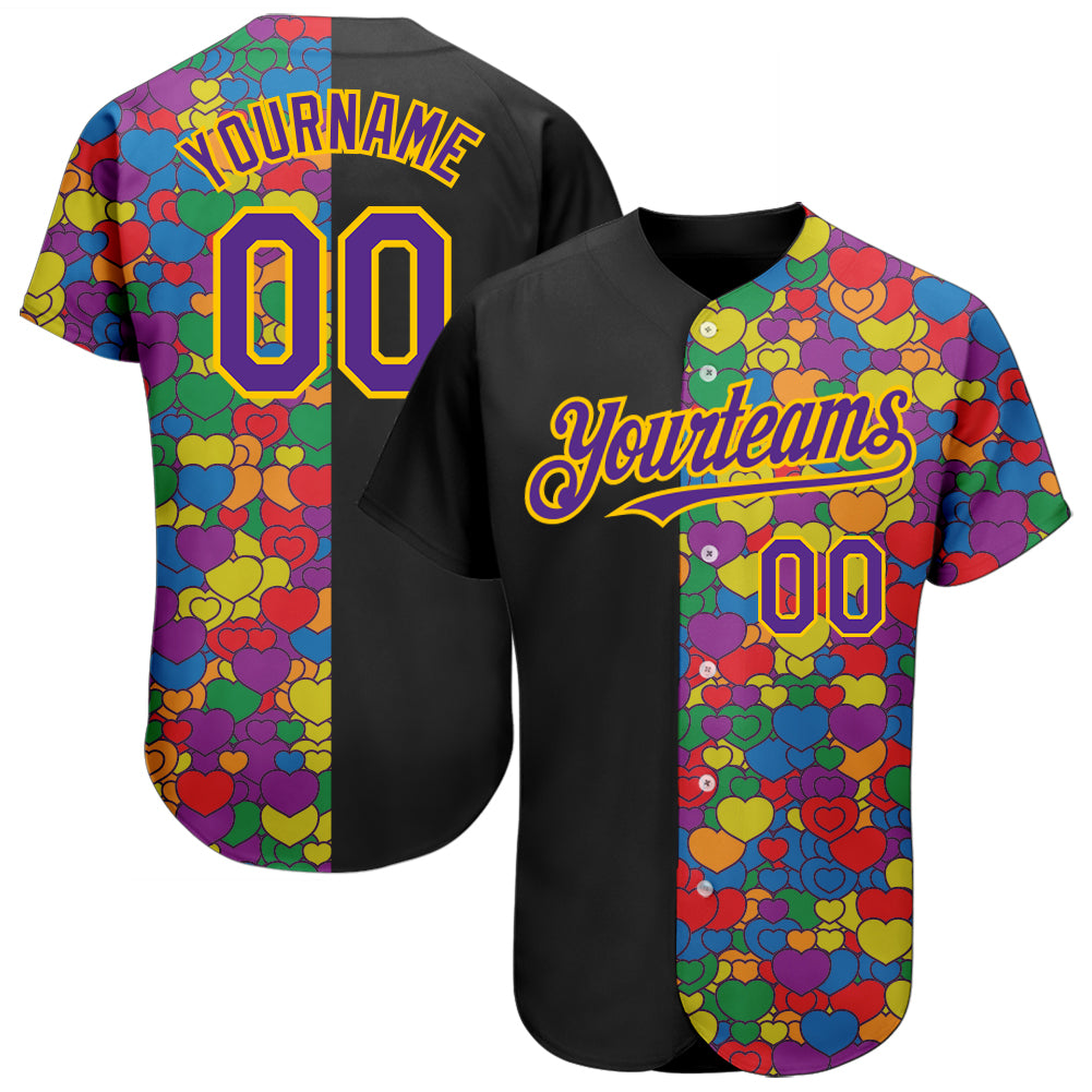 Custom Rainbow For Pride Month Love Is Love LGBT 3D Authentic Baseball Jersey