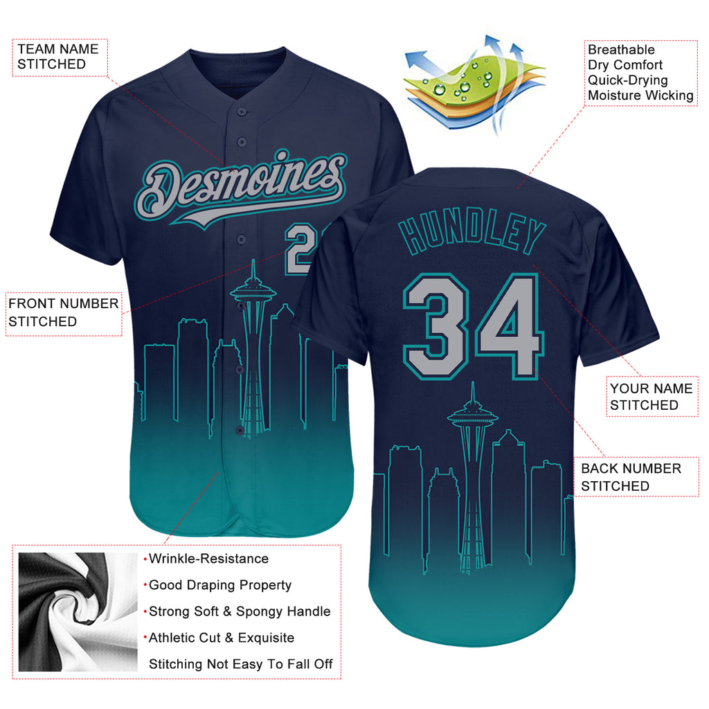 Custom Aqua Orange 3D Miami City Edition Fade Fashion Authentic Baseball  Jersey