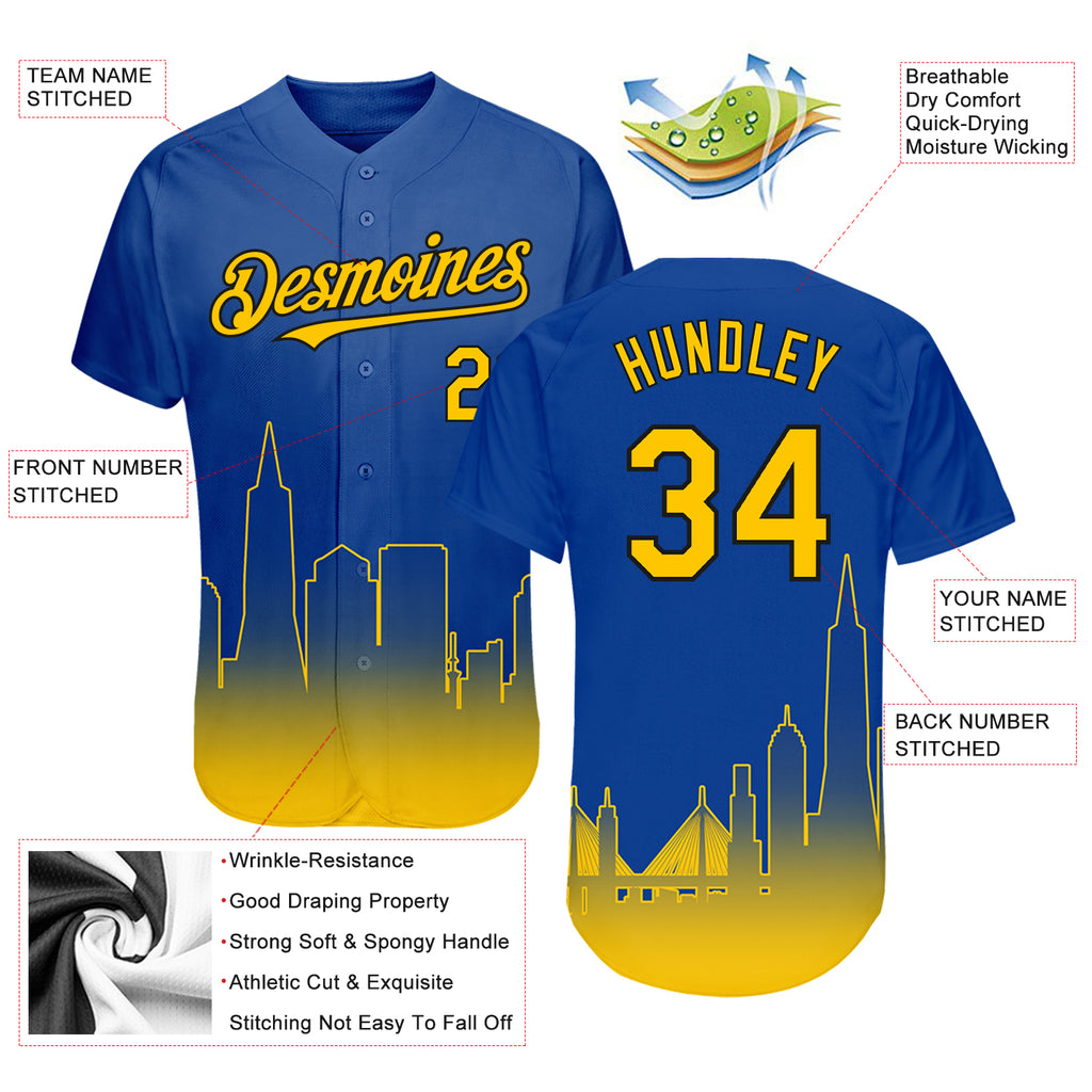 Custom 3D Pattern Design Fade Authentic Baseball Jersey