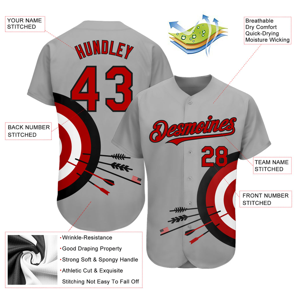 Cheap Custom Gray Red-Black Authentic Two Tone Baseball Jersey