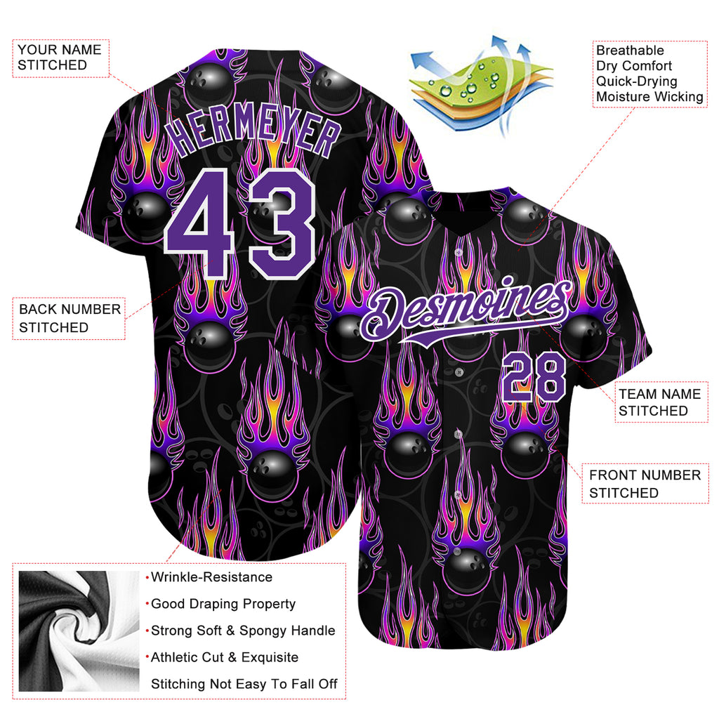 FIITG Custom Basketball Jersey Graffiti Pattern Purple-White 3D Words Authentic