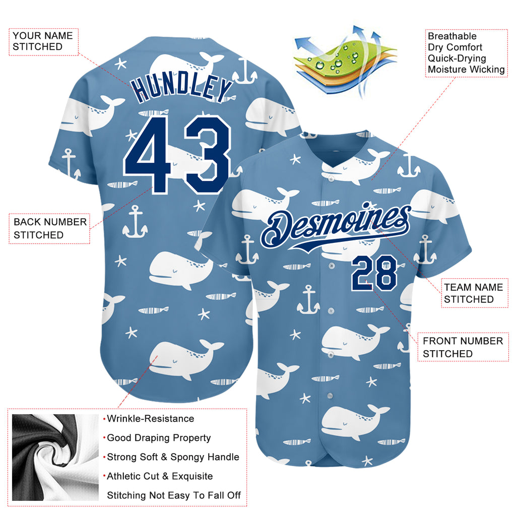 Custom Powder Blue Navy-White Authentic Baseball Jersey