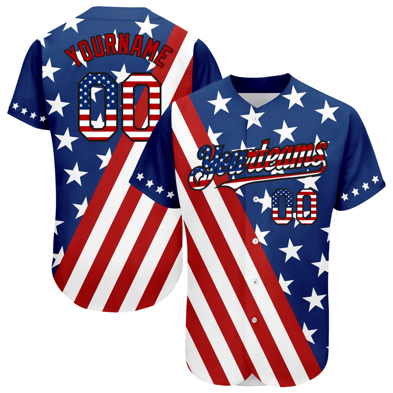 Custom Red Royal-Black 3D American Flag Fashion Authentic Baseball Jersey  Free Shipping – Fiitg