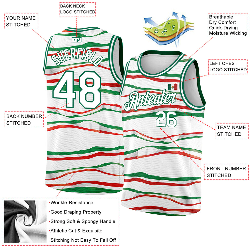 Custom Team White Basketball Authentic Neon Green Throwback Jersey Kelly  Green
