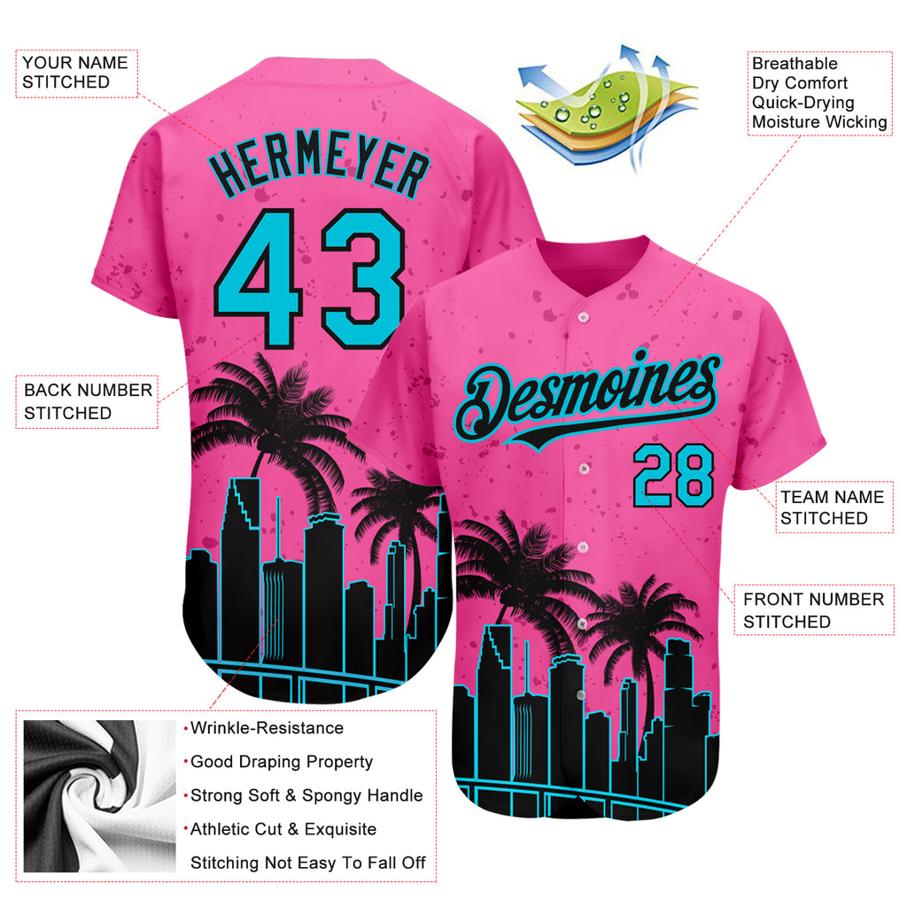 Custom White Light Blue Pink-Black Authentic Two Tone Baseball Jersey Free  Shipping – Fiitg