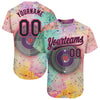 Custom Pink Black 3D Pattern Design Music Festival Watercolor Colored Musical Notes Authentic Baseball Jersey