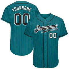 Custom White Black-Aqua Baseball Jersey