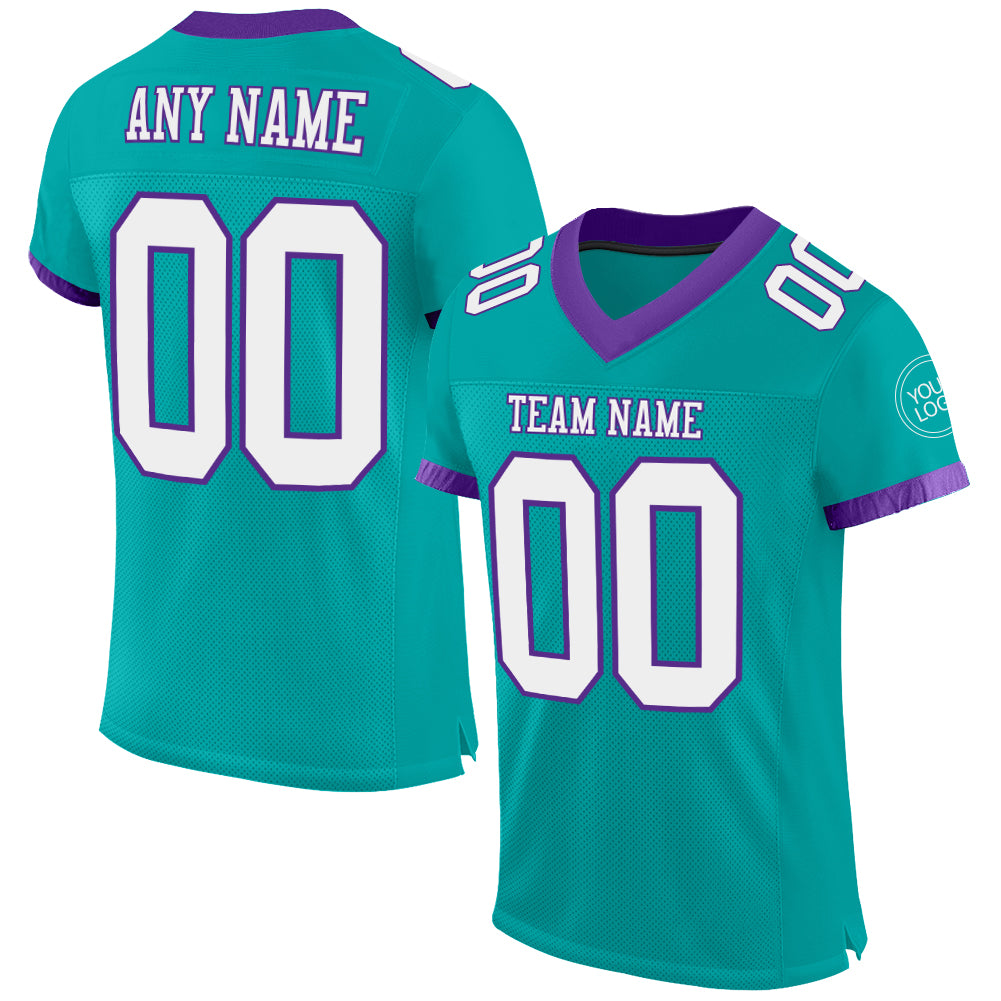 FIITG Custom Football Jersey Purple Aqua-White Mesh Authentic Men's Size:XL