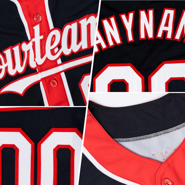 Custom Black White-Orange 3 Colors Arm Shapes Authentic Baseball Jersey