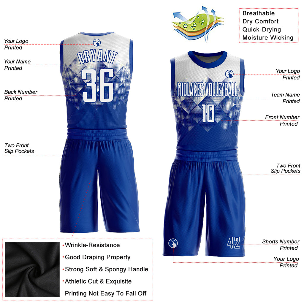 FIITG Custom Basketball Suit Jersey White White-Royal Round Neck Sublimation