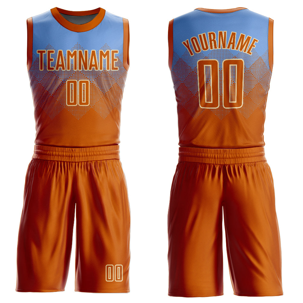 Blue and store orange basketball jersey