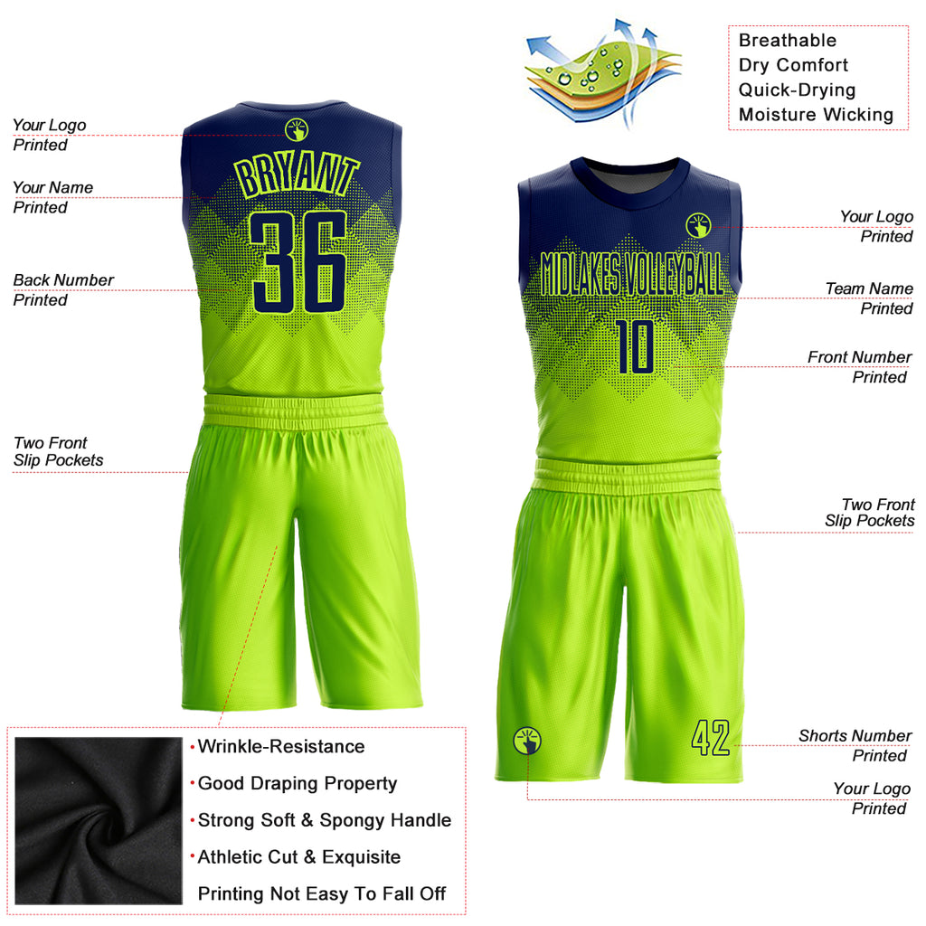 FIITG Custom Basketball Suit Jersey Kelly Green Neon Green-White Round Neck Sublimation