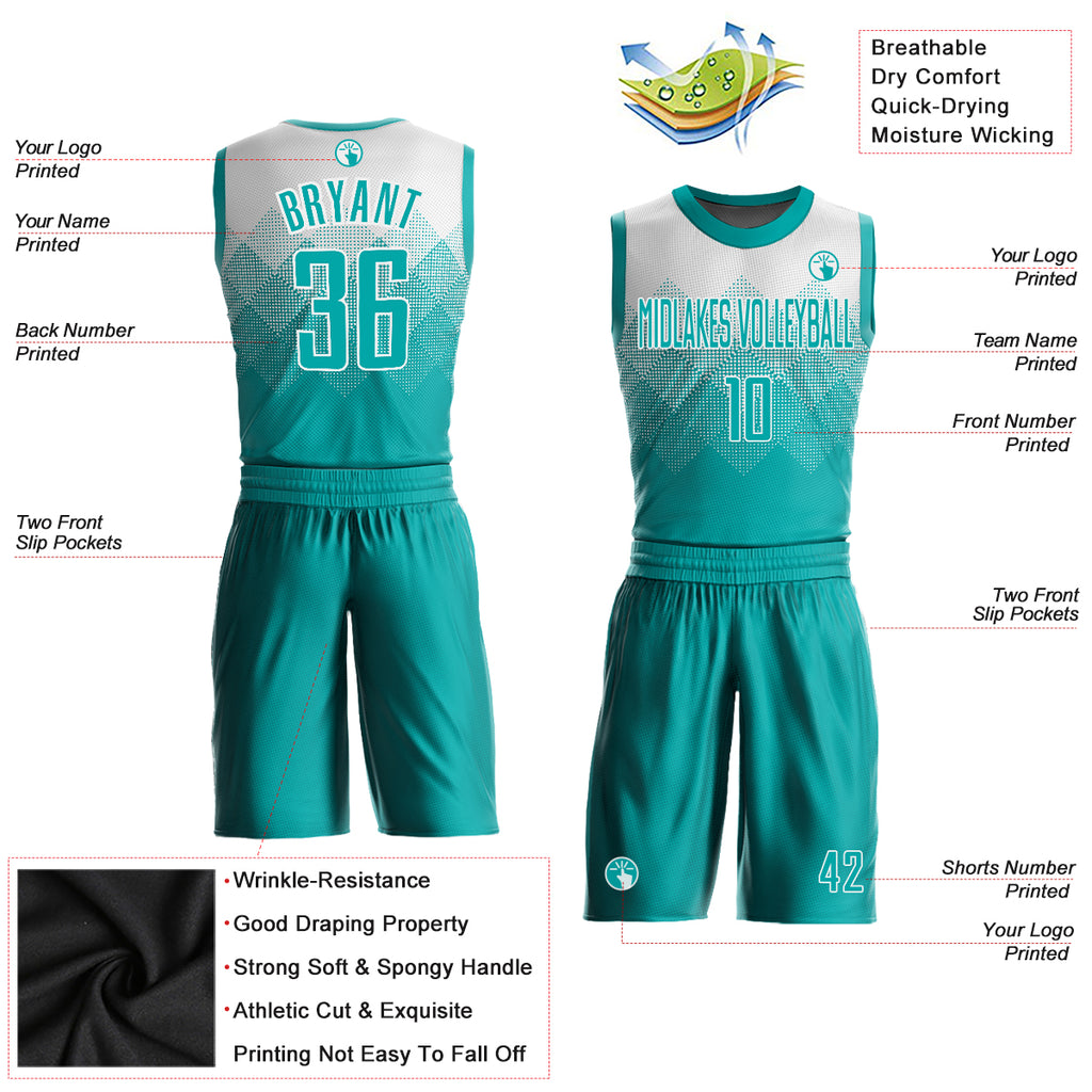 FIITG Custom Basketball Suit Jersey Aqua Aqua-White Round Neck Sublimation