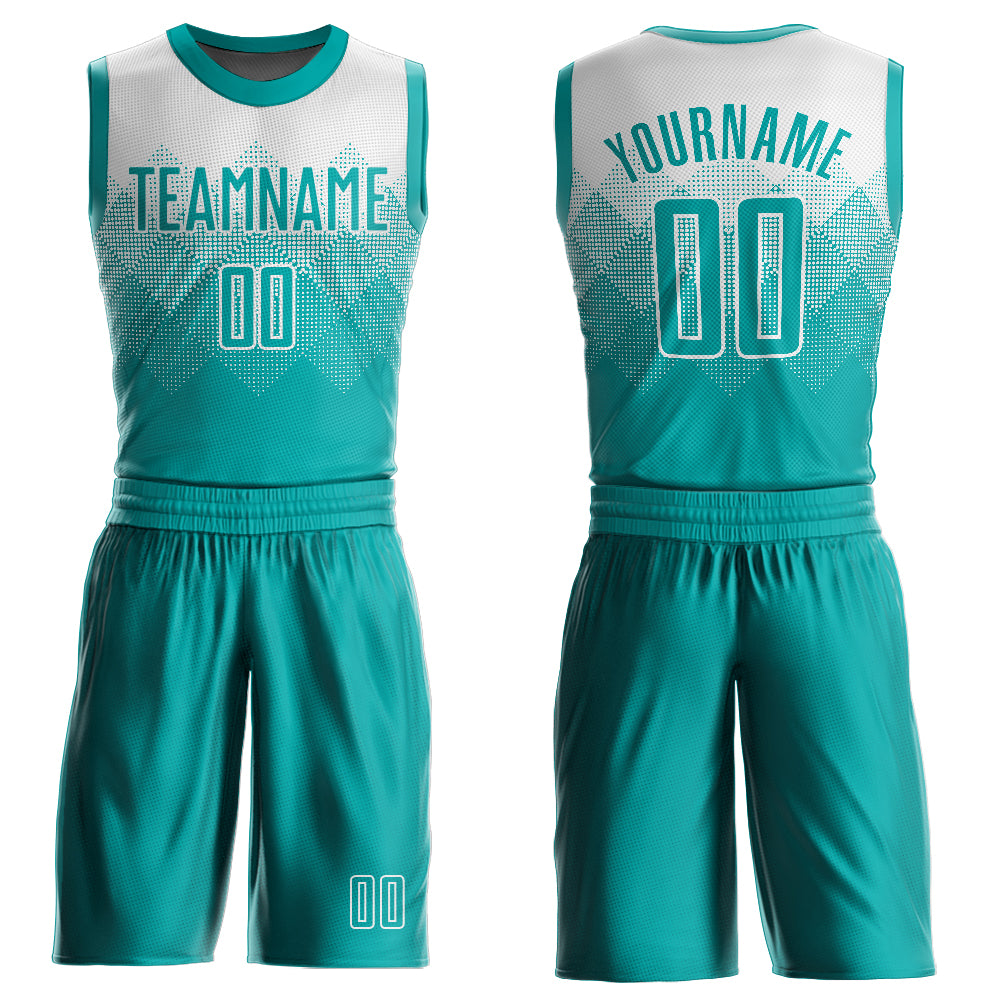 FIITG Custom Basketball Suit Jersey Aqua Aqua-White Round Neck Sublimation