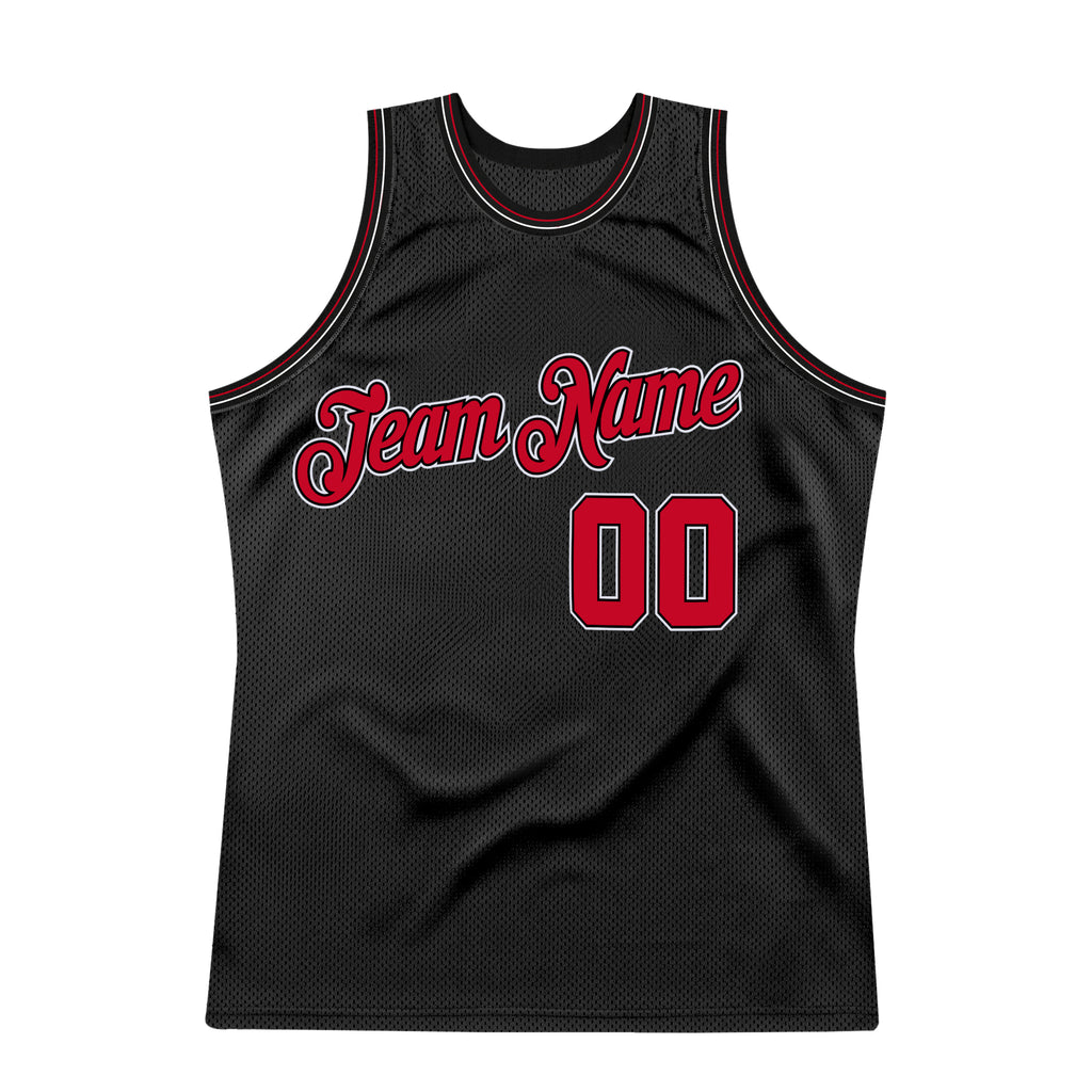 FIITG Custom Basketball Jersey Black Red-Light Blue Authentic Throwback