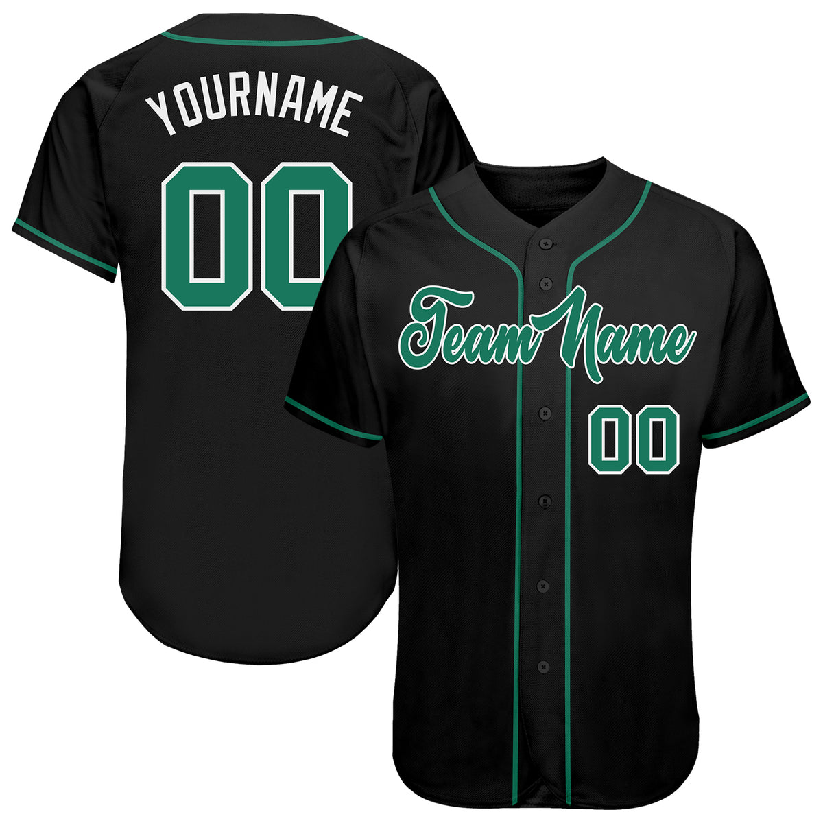 Custom Black Kelly Green-White Authentic Baseball Jersey Free Shipping ...