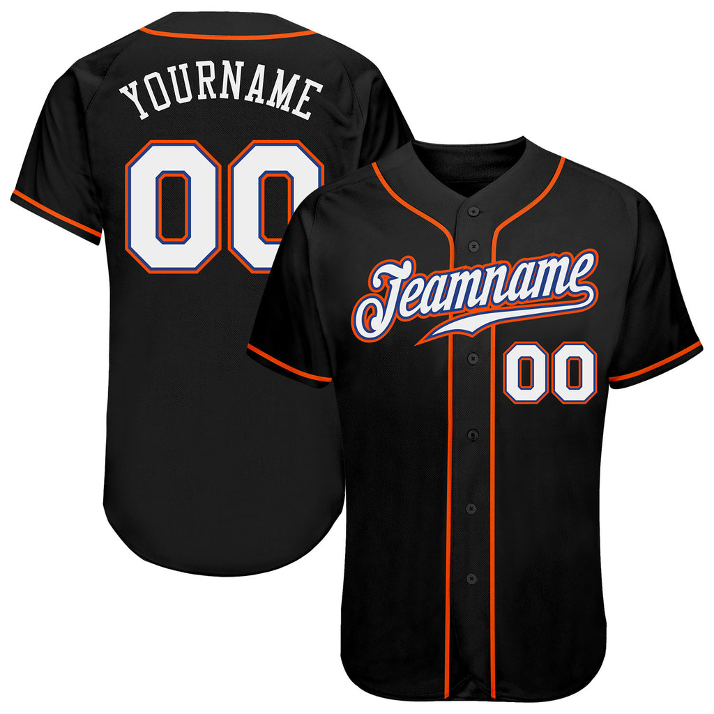 Custom Black White-Orange Authentic Baseball Jersey