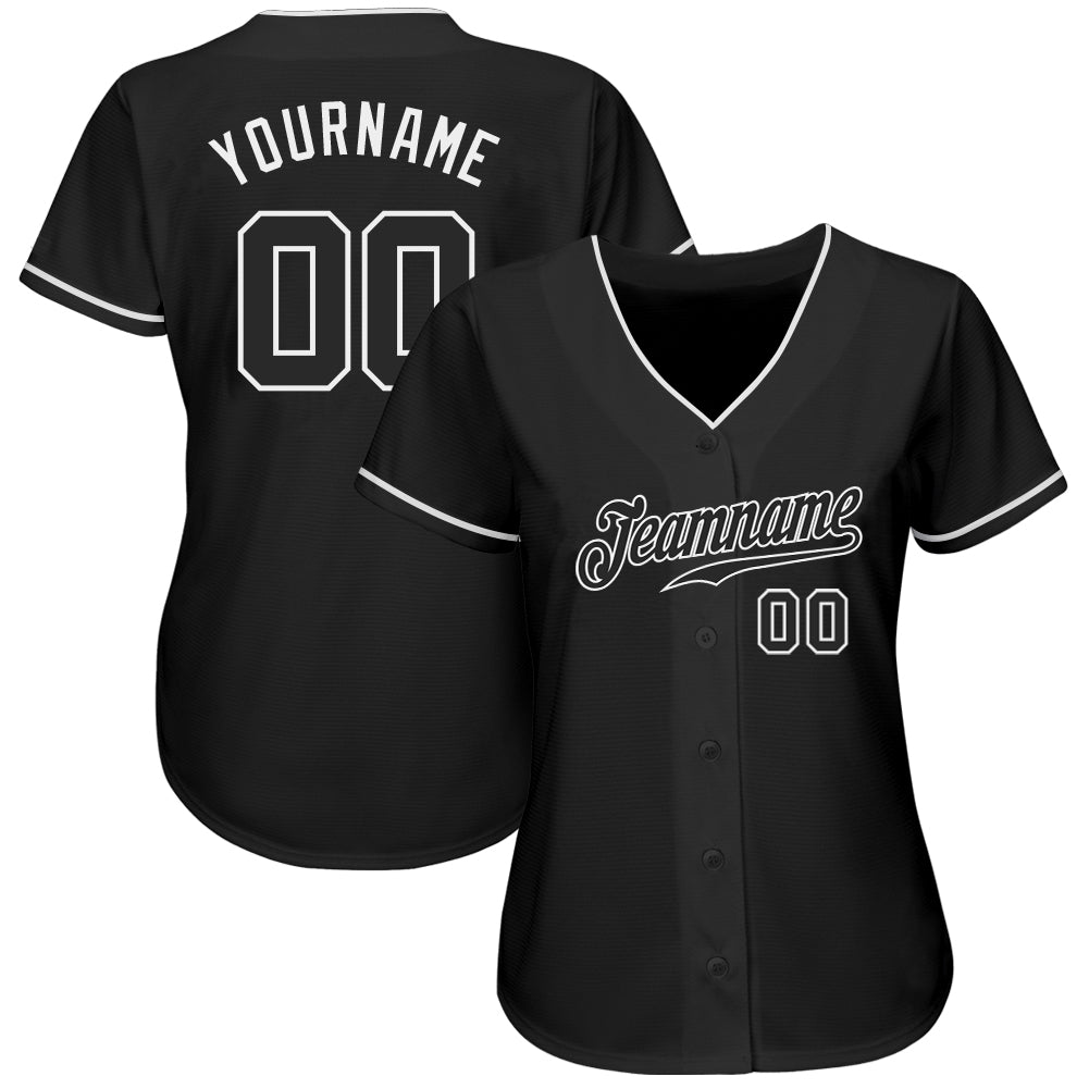 Custom Black Black-White Authentic Softball Jersey