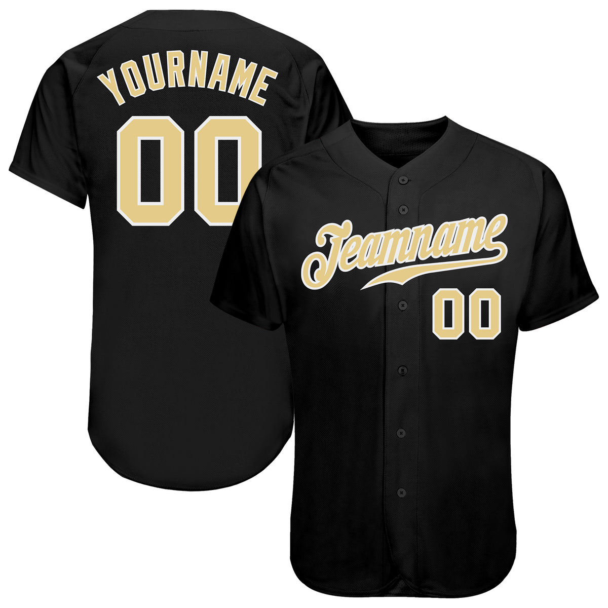 Custom Black Vegas Gold-White Authentic Baseball Jersey Free Shipping ...