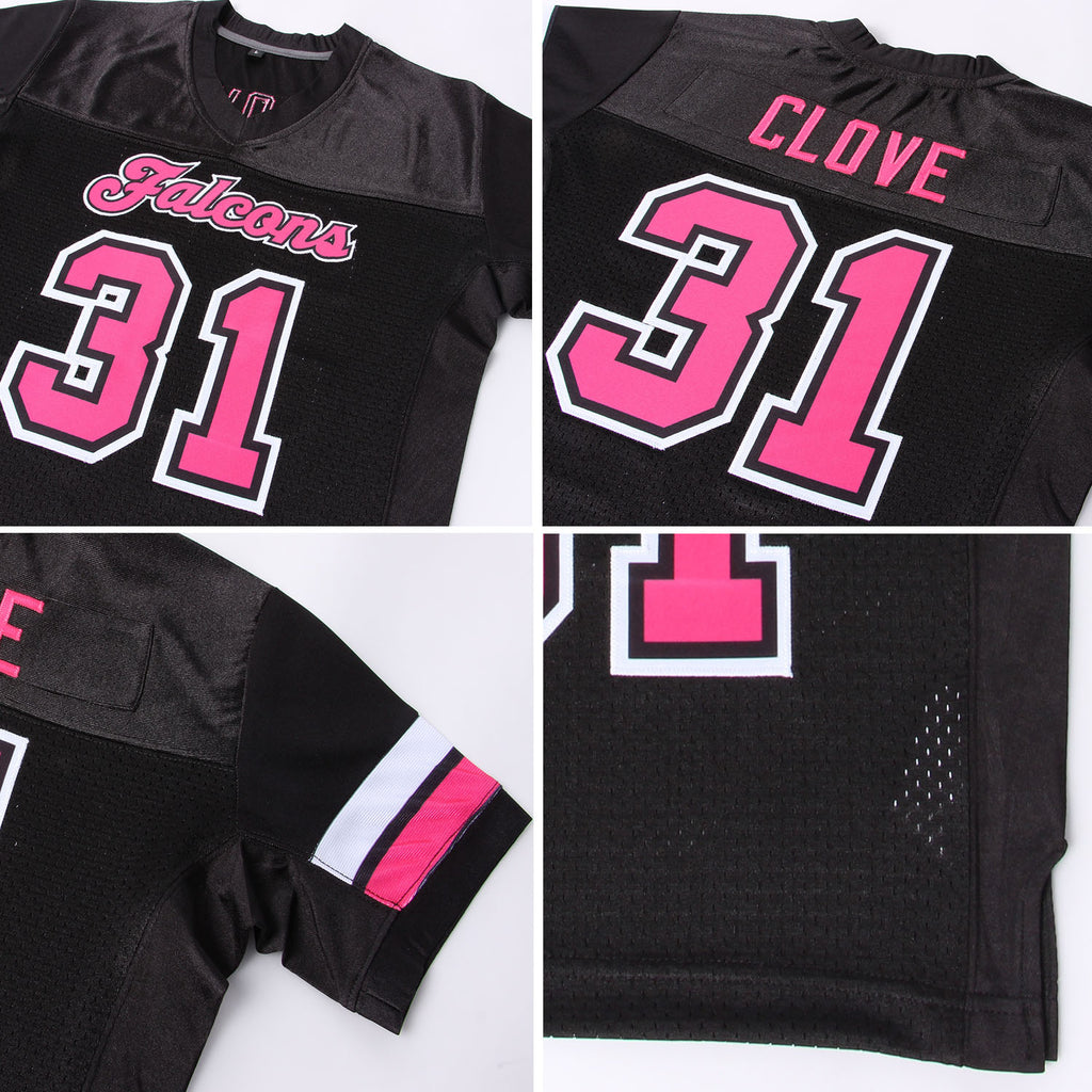 Custom Black Red-White Mesh Authentic Football Jersey – Fiitg