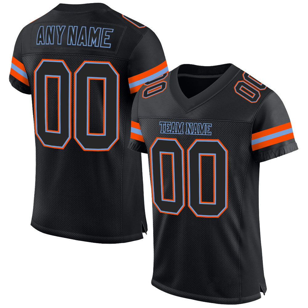 FIITG Custom Football Jersey Black Orange-White Mesh Authentic