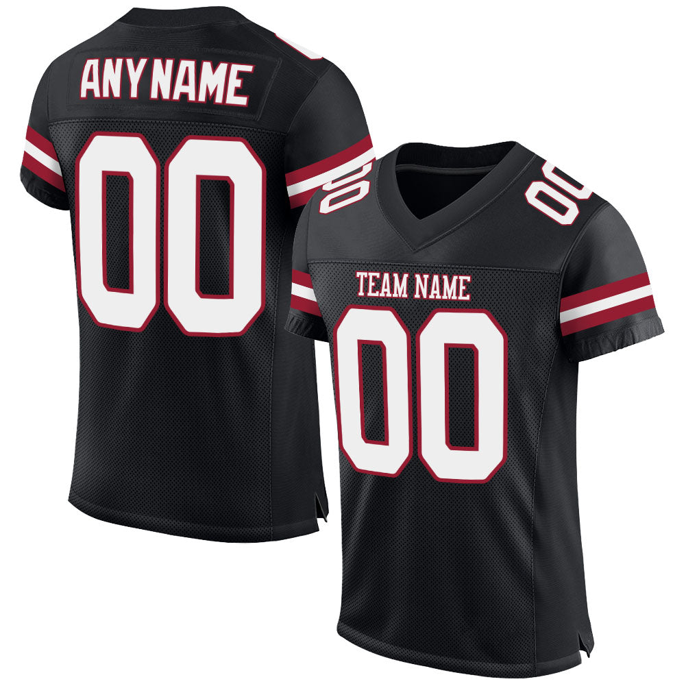 Custom Black White-Cardinal Mesh Authentic Football Jersey