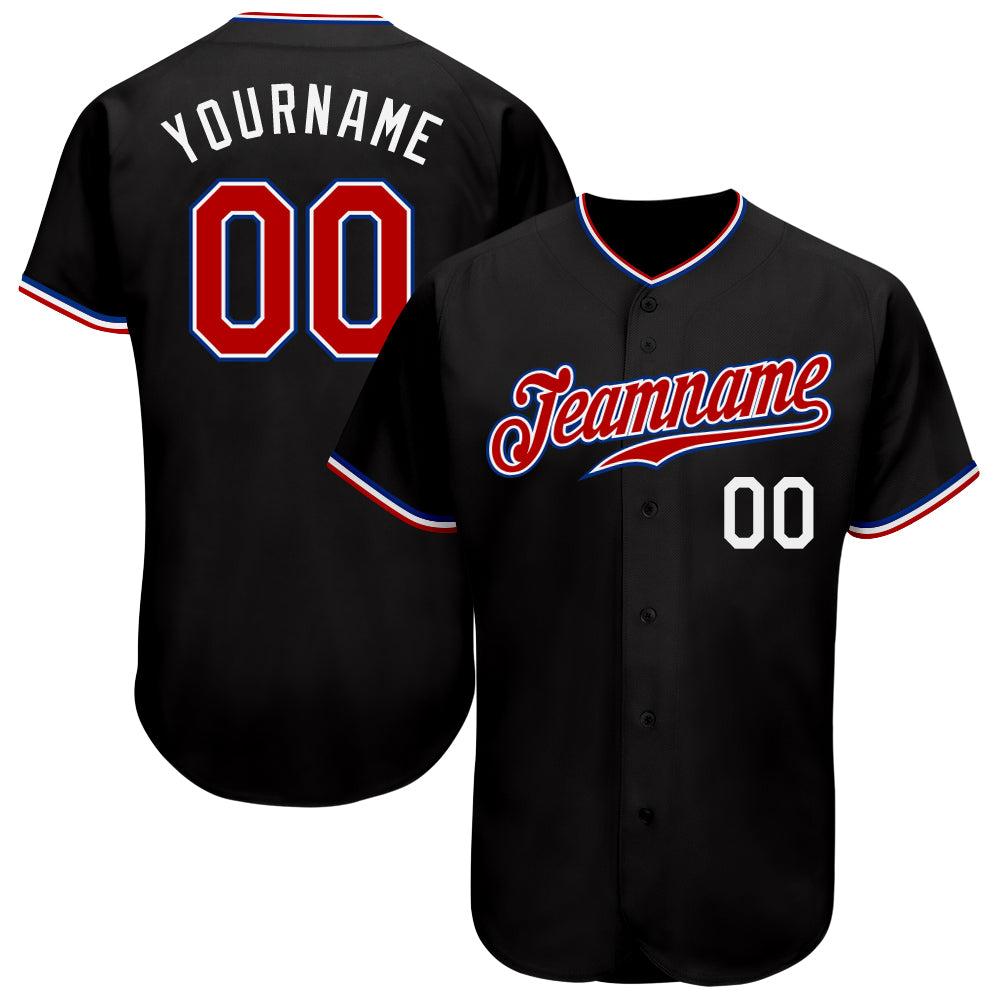 Custom Black Red-Royal Authentic Baseball Jersey