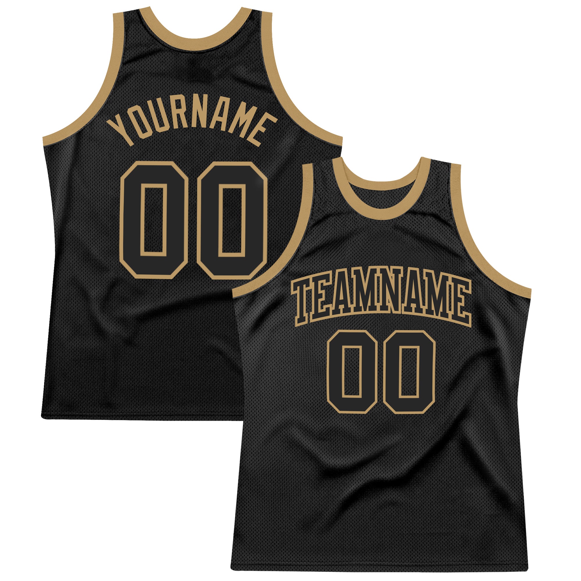 FIITG Custom Basketball Jersey Black Black-Old Gold Authentic Throwback Men's Size:3XL