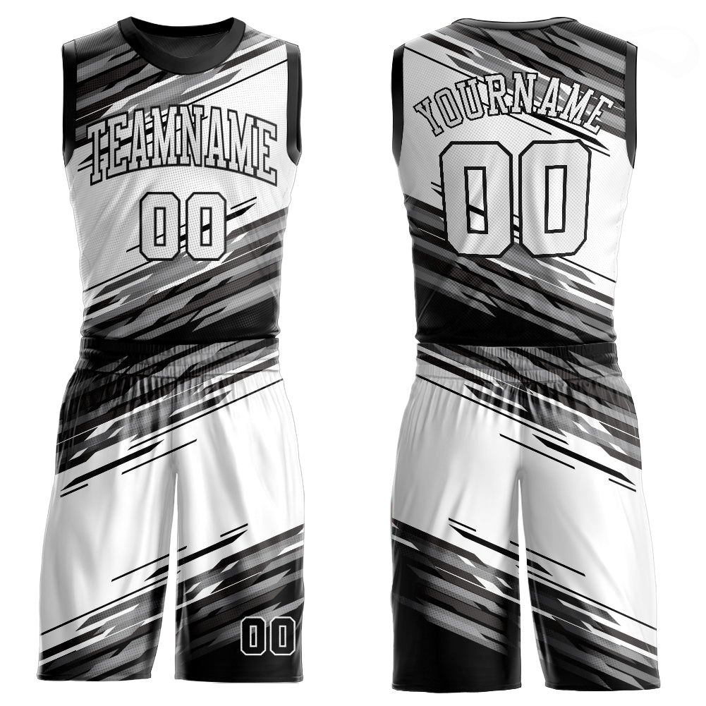 FIITG Custom Basketball Jersey Gray Black Pinstripe Orange Authentic Men's Size:L