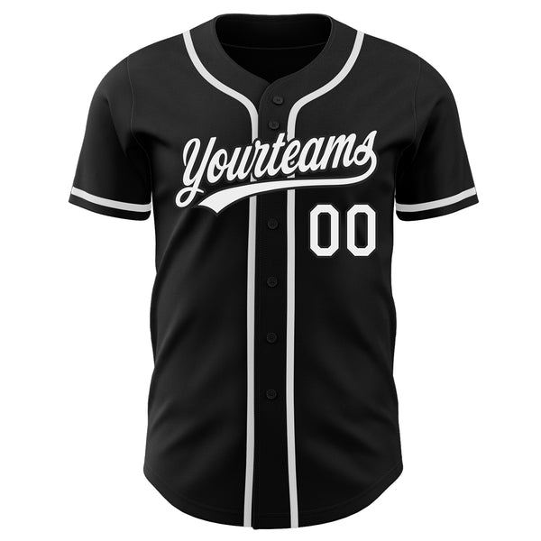 Custom Black White Authentic Baseball Jersey