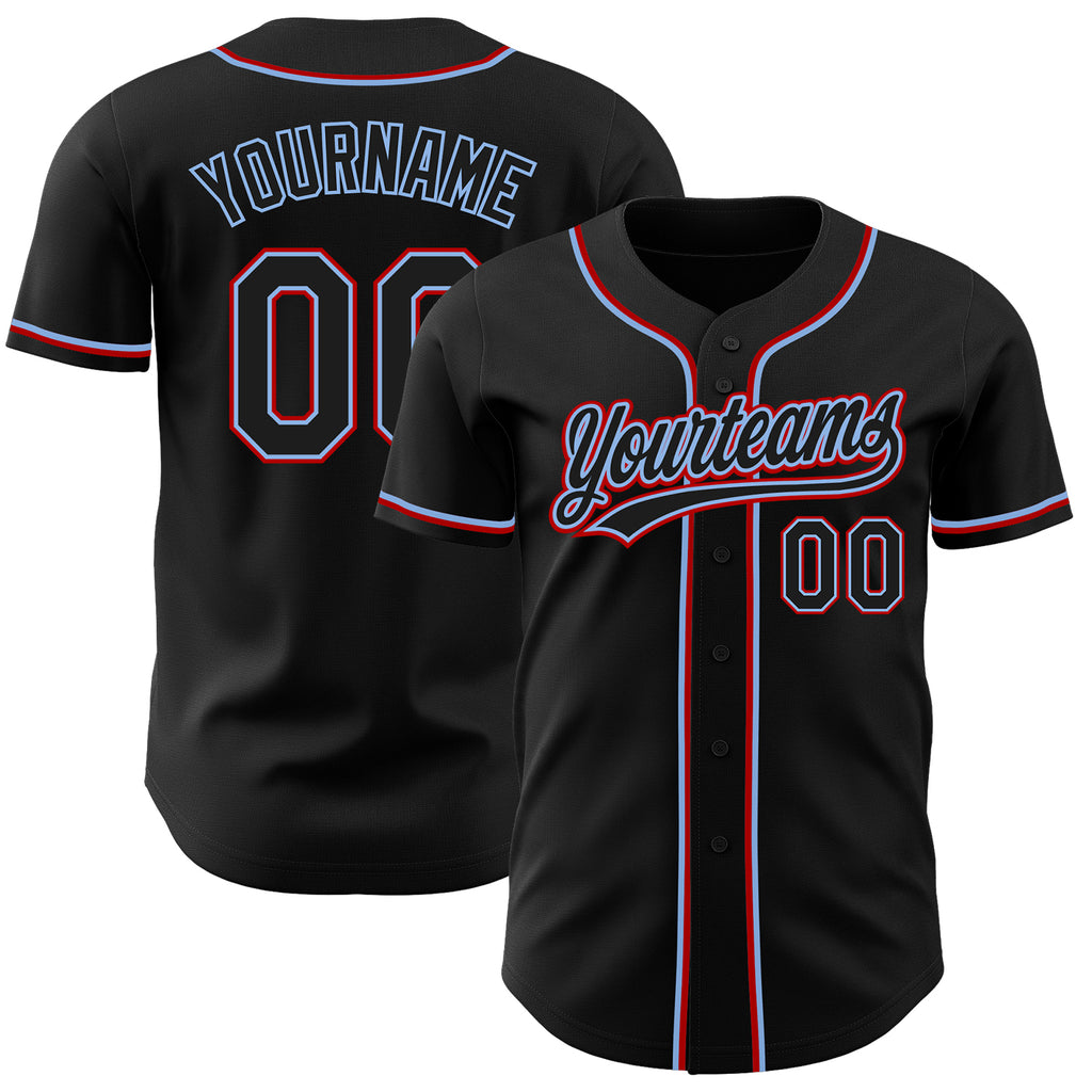 Custom Red Light Blue-White Authentic Baseball Jersey