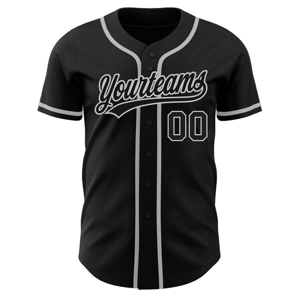 Custom Black Black-Gray Authentic Baseball Jersey