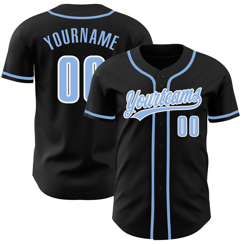 White-Black Light Blue CUSTOM Baseball Jersey 