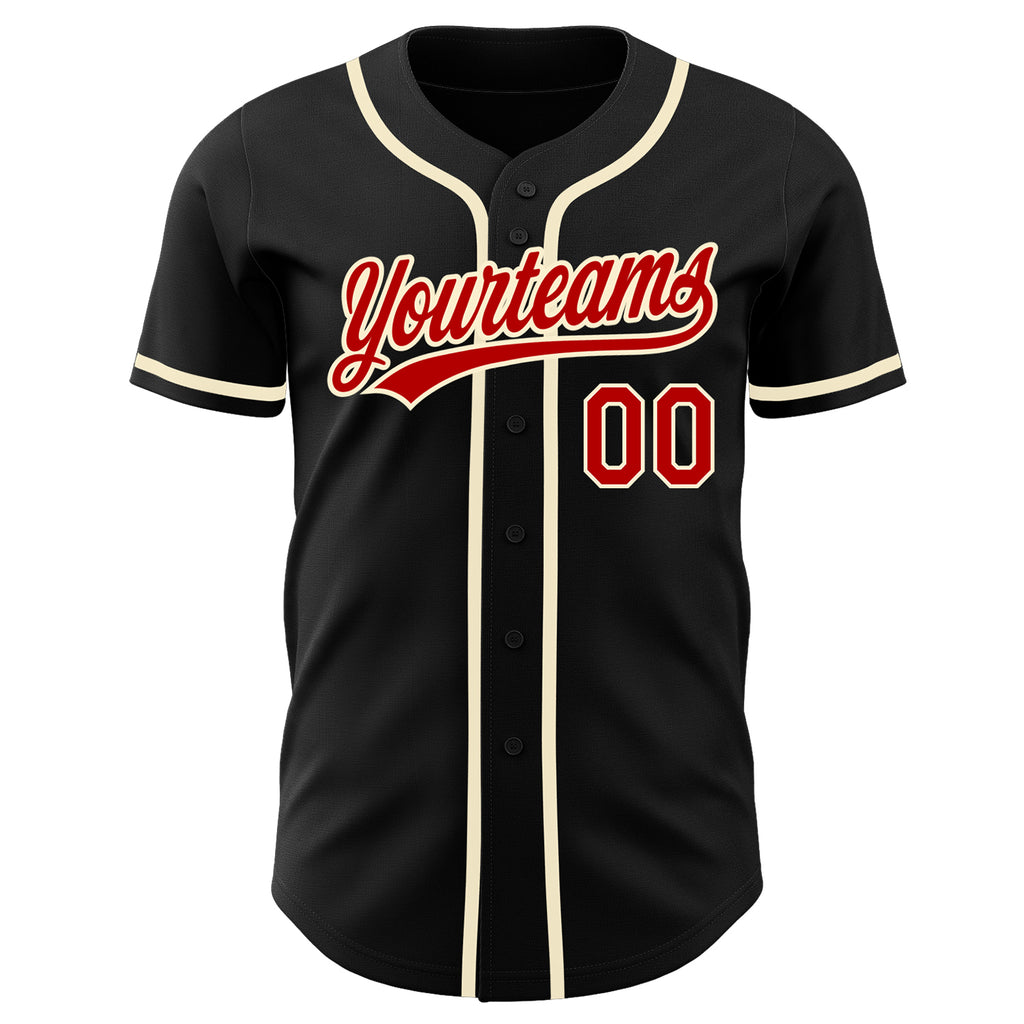 Custom Gray Red-Black Authentic Two Tone Baseball Jersey