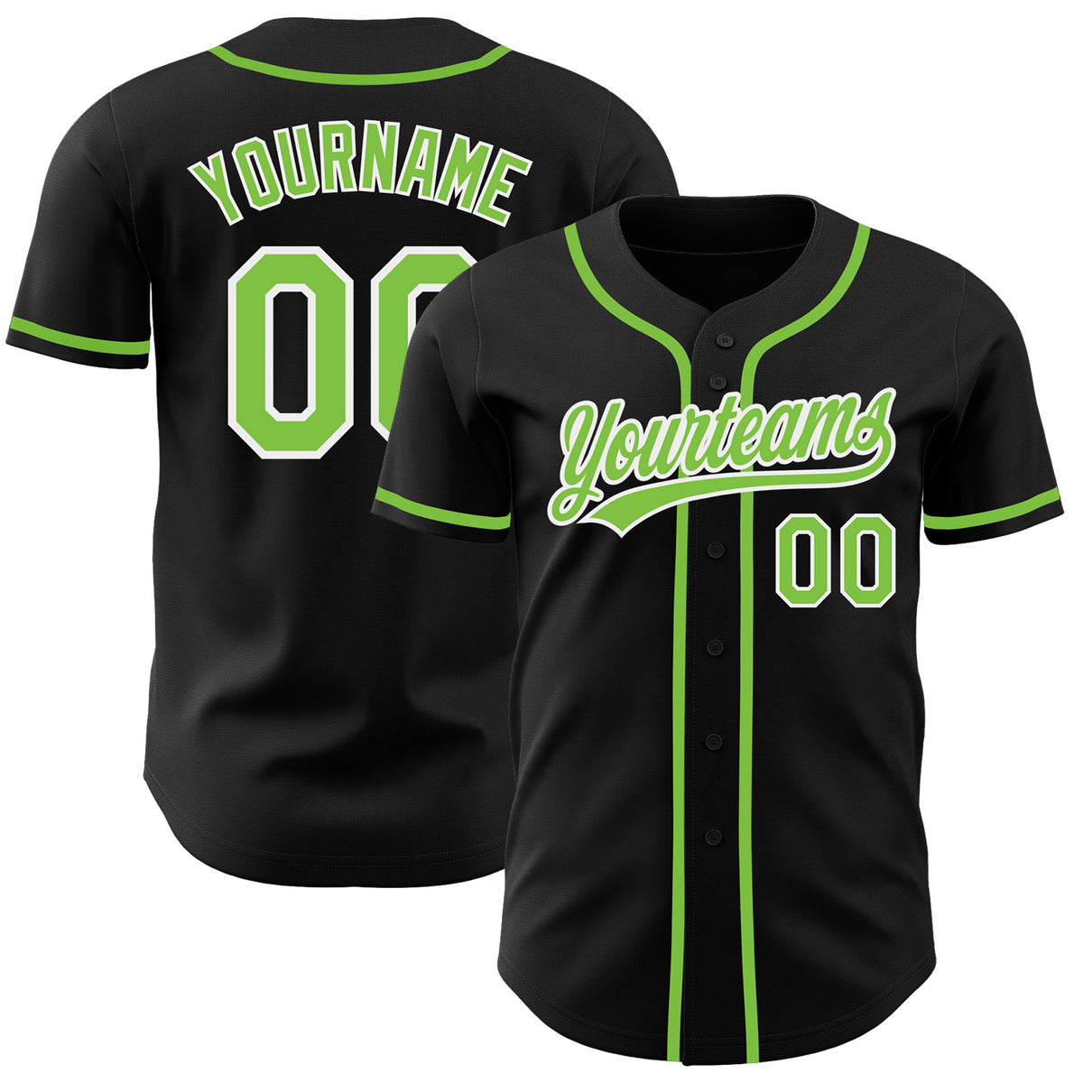 Custom Black Neon Green-White Authentic Baseball Jersey Free Shipping ...