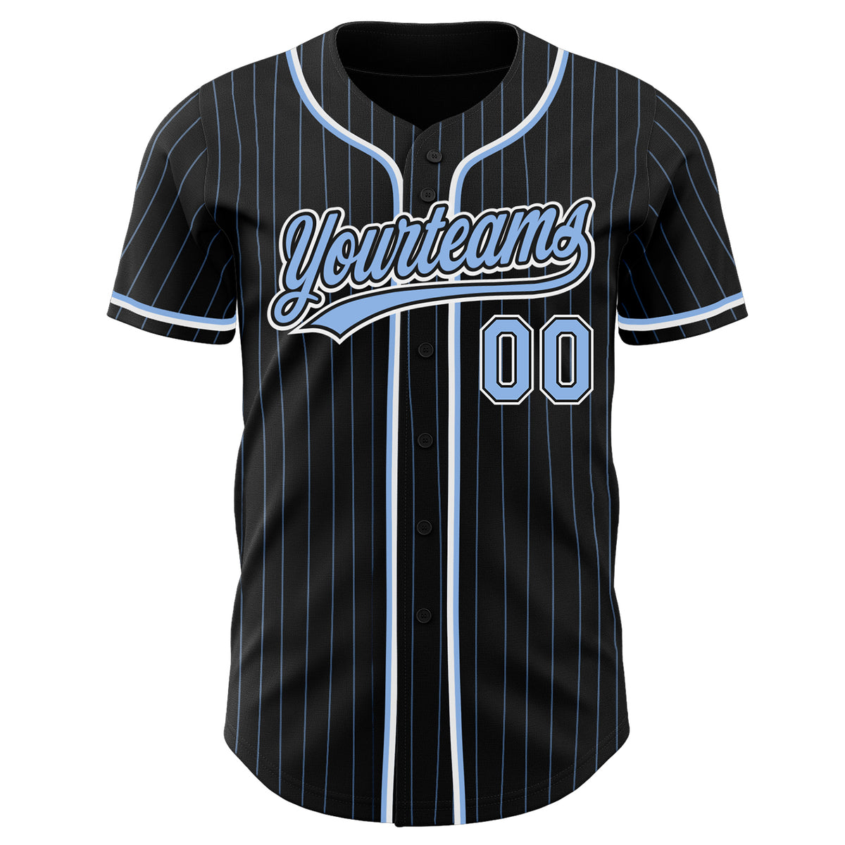 Custom Black Light Blue Pinstripe Light Blue-White Authentic Baseball ...