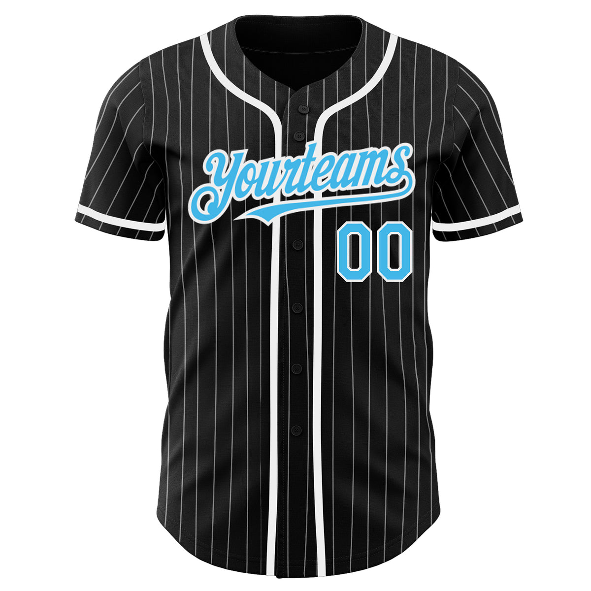 Custom Black White Pinstripe-Sky Blue Authentic Baseball Jersey – Fiitg