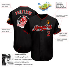 Custom Black Red-White Authentic Baseball Jersey - Personalized