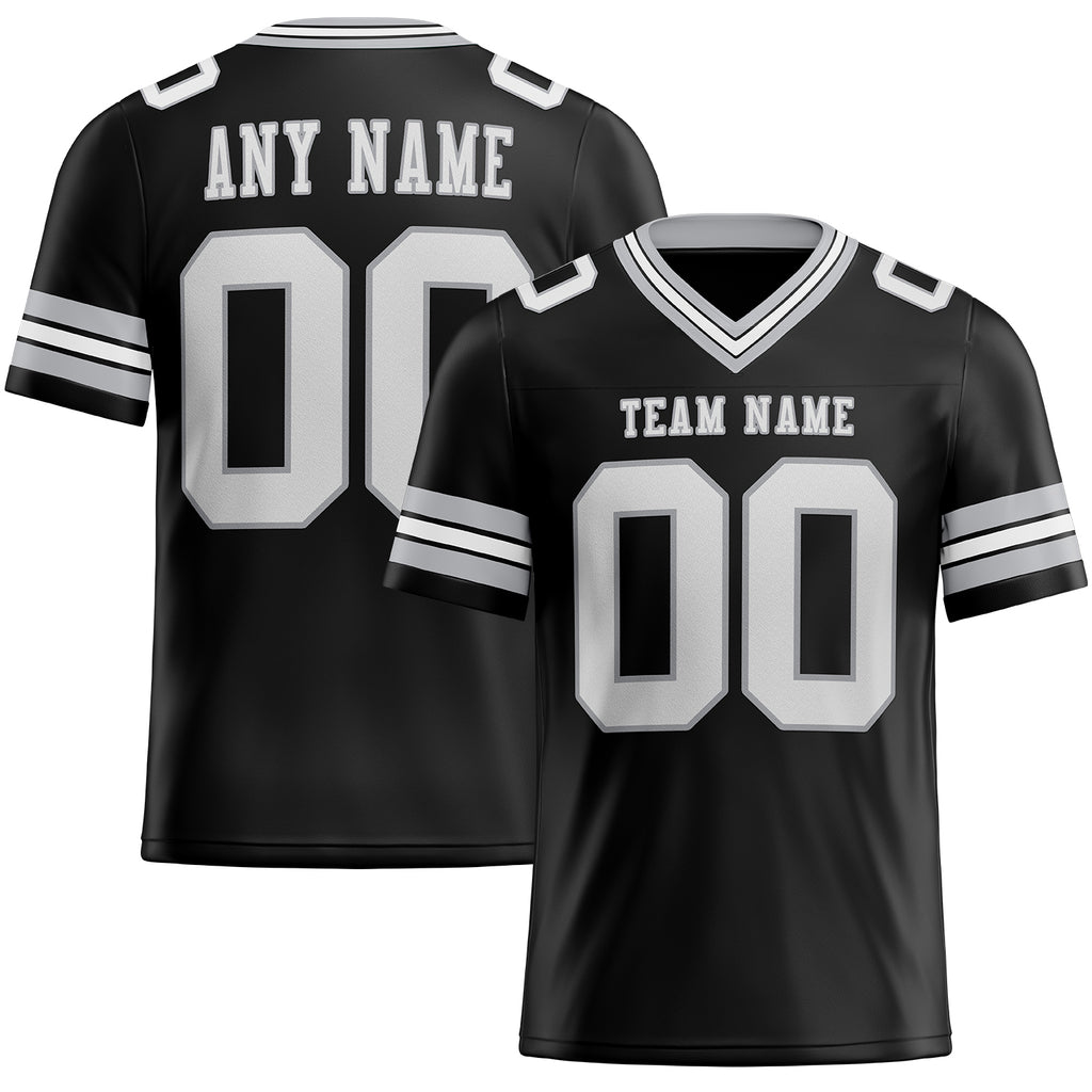 Custom Black White-Gray Mesh Authentic Football Jersey Free Shipping – Fiitg