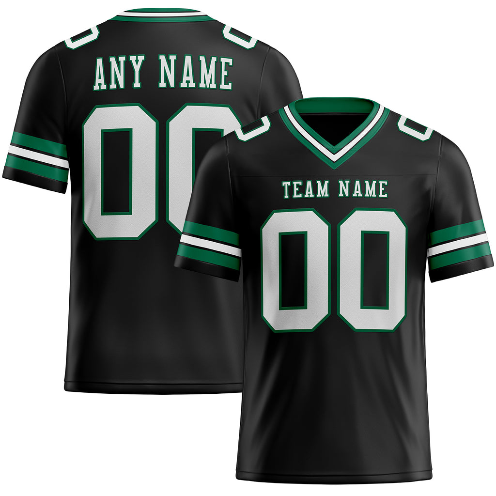 Custom Black Kelly Green-White Mesh Authentic Football Jersey