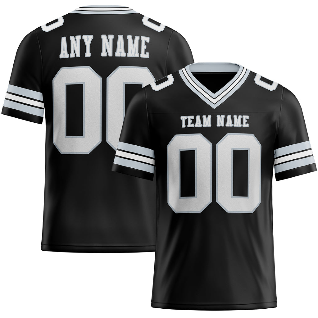 Custom White Silver-Black Mesh Authentic Football Jersey