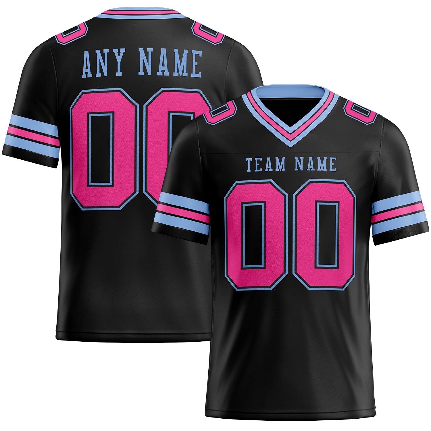 Custom Football Jersey Cream Pink Black-Light Blue Mesh Authentic Men's Size:3XL