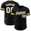 Custom Black White-Old Gold Authentic Baseball Jersey