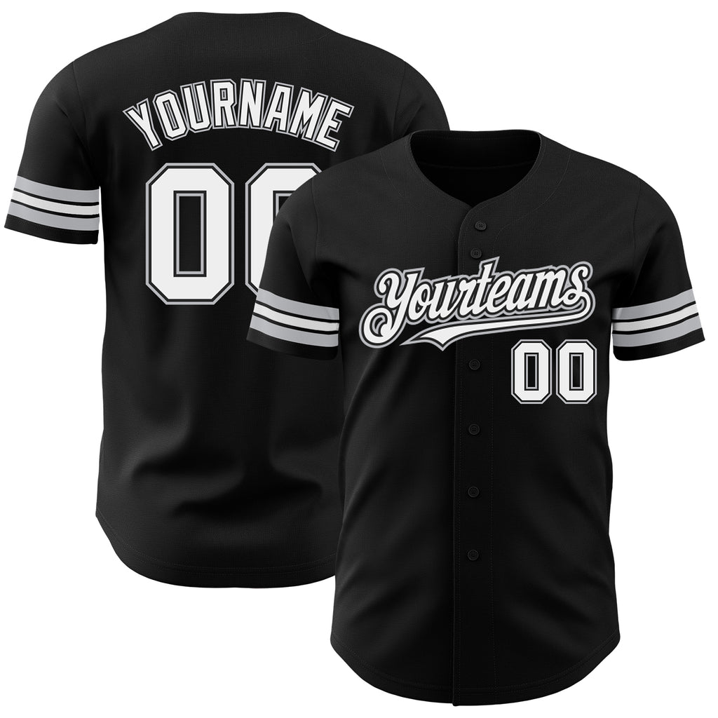 Custom Black White-Gray Authentic Baseball Jersey