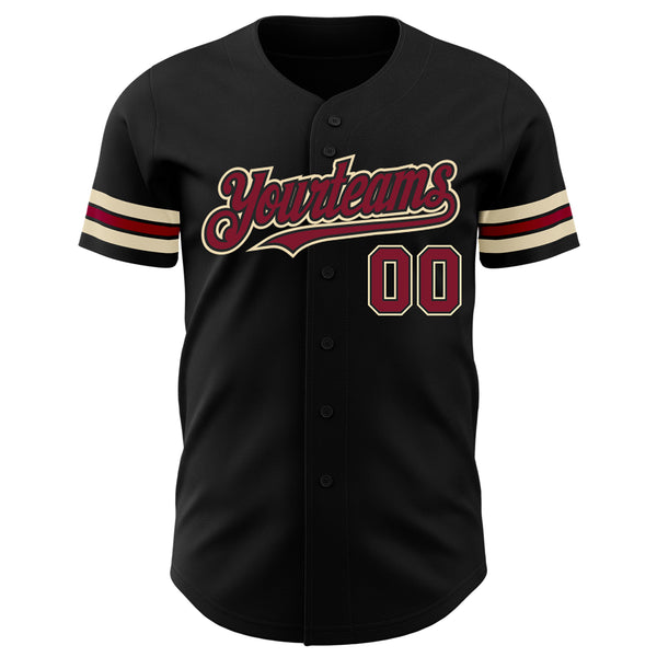 Custom Black Crimson-City Cream Authentic Baseball Jersey