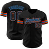 Custom Black Electric Blue-Orange Authentic Baseball Jersey